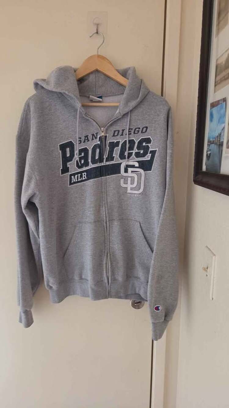 Champion San Diego Padres MLB Zip-Up Hoodie. Men's size Large
